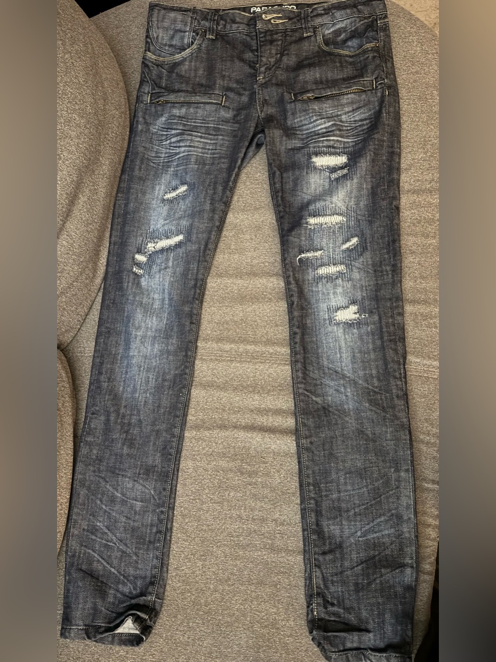 Parasuco - Distressed Slim Dark Wash Jeans - Blue Y2K